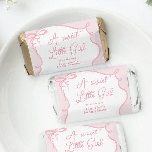 Sweet little girl pink dainty bow wavy baby shower