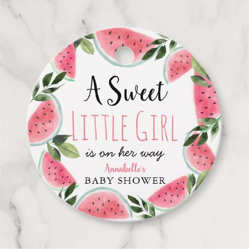 Sweet Little Girl Watermelon Baby Shower Favor Tags