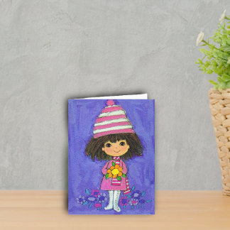 Sweet Little Girl With Daisy Birthday Card