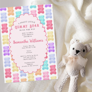 Sweet Little Gummy Bear Pastel Pink Baby Shower Invitation