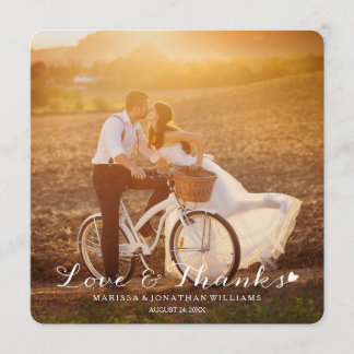 Sweet Little Heart Wedding Thank You Flat Card