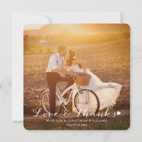 Sweet Little Heart Wedding Thank You Flat Card