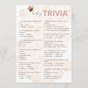Sweet Little Honey Baby Shower Baby Trivia Note Card