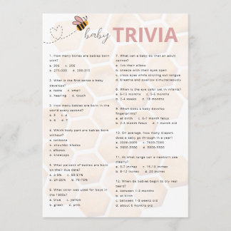 Sweet Little Honey Baby Shower Baby Trivia Note Card