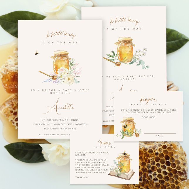 Sweet Little Honey Baby Shower Diaper Raffle  Enclosure Card (Creator Uploaded)