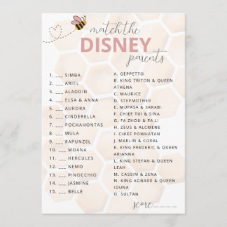Sweet Little Honey Baby Shower Disney Parent Game Note Card