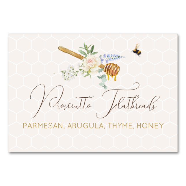 Sweet Little Honey Baby Shower Food Label Card (Front)