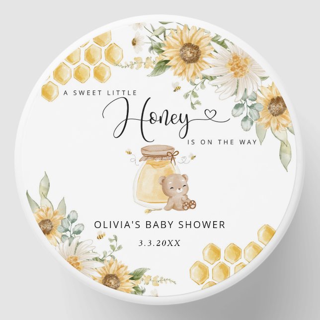 Sweet little honey baby shower mini candle favors (Front)