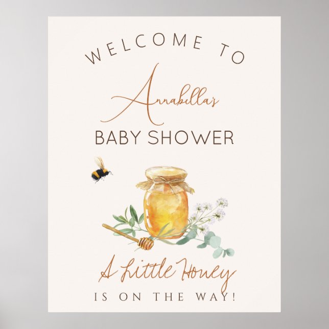 Sweet Little Honey Baby Shower Welcome Sign (Front)
