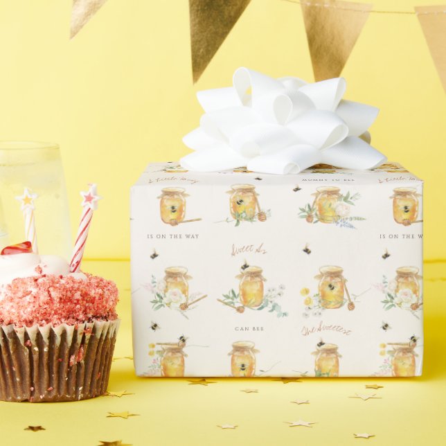 Sweet Little Honey Baby Shower Welcome Sign Wrapping Paper (Birthday Party)