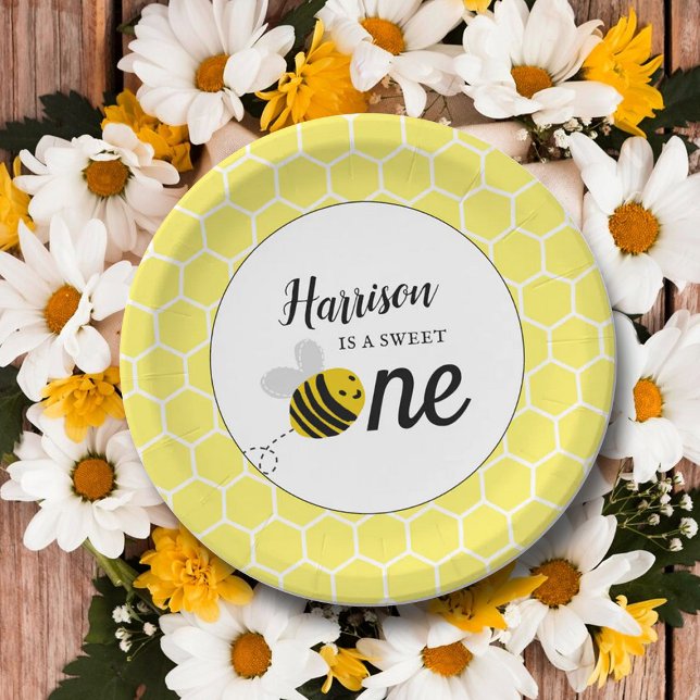 Sweet Little Honey Bee 1st Birthday Party Paper Plates (Creator Uploaded)