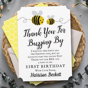 Sweet Little Honey Bee 1st Birthday Thank You Card