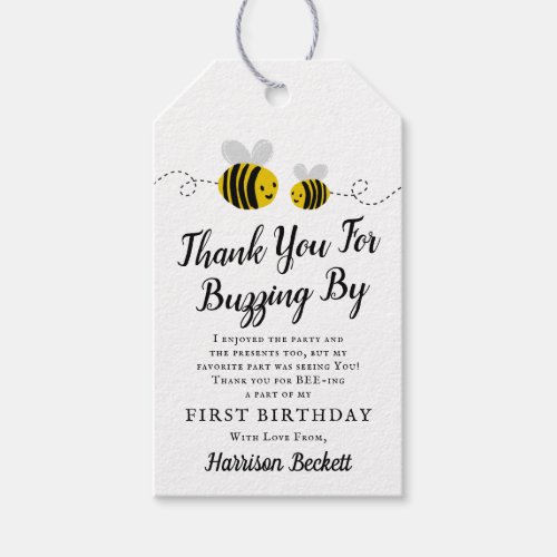 Sweet Little Honey Bee 1st Birthday Thank You Gift Tags