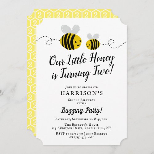 Sweet Little Honey Bee 2nd Birthday Invitation