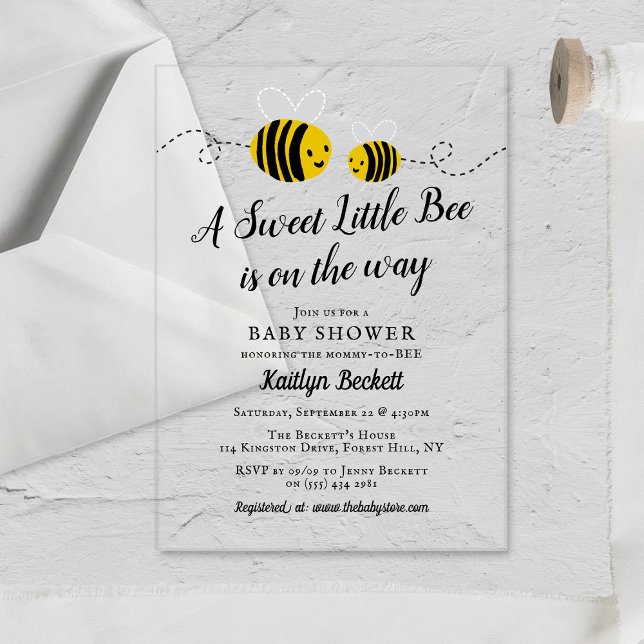 Sweet Little Honey Bee Baby Shower Acrylic Invitations (Creator Uploaded)