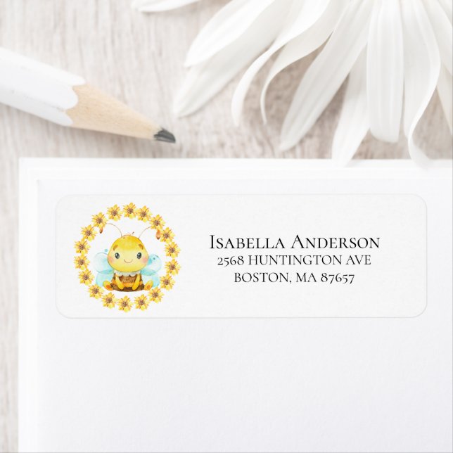 Sweet Little Honey Bee Baby Shower Address Label (Insitu)