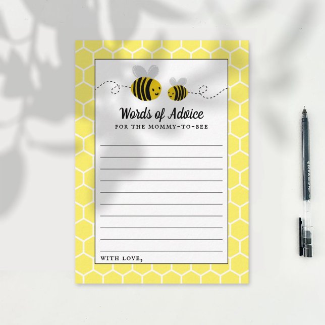 Sweet Little Honey Bee Baby Shower Advice Card (Creator Uploaded)