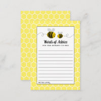 Sweet Little Honey Bee Baby Shower Advice Card