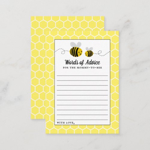 Sweet Little Honey Bee Baby Shower Advice Card