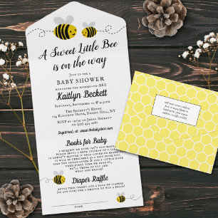 Sweet Little Honey Bee Baby Shower All In One Invitation