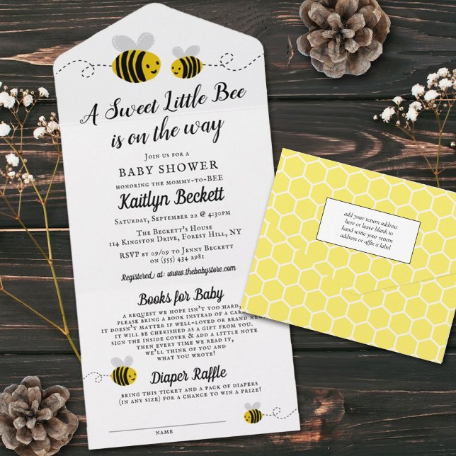 Sweet Little Honey Bee Baby Shower All In One Invitation (Creator Uploaded)