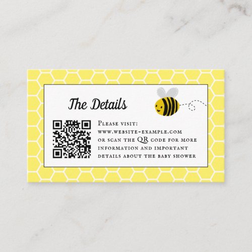 Sweet Little Honey Bee Baby Shower Detail Enclosure Card