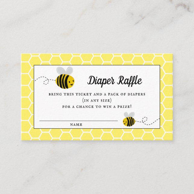 Sweet Little Honey Bee Baby Shower Diaper Raffle Enclosure Card (Front)