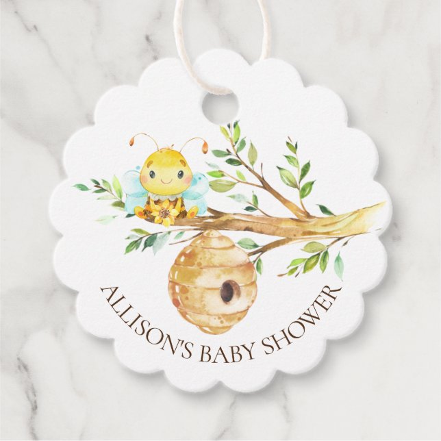 Sweet Little Honey Bee Baby Shower Favor Favor  Tags (Front)