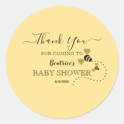 Sweet Little Honey Bee Baby Shower Favor Thank You Classic Round Sticker