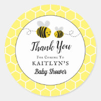 Sweet Little Honey Bee Baby Shower Favor Thank You Classic Round Sticker