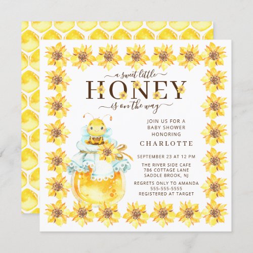 Sweet Little Honey Bee Baby Shower Invitation