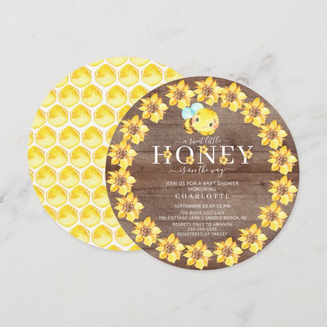 Sweet Little Honey Bee Baby Shower Invitation (Front/Back)