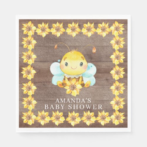 Sweet Little Honey Bee Baby Shower Paper Napkins