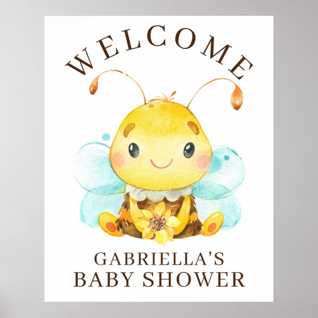 Sweet Little Honey Bee Baby Shower Poster (Front)
