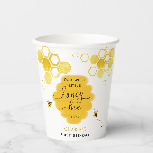 Sweet Little Honey Bee Birthday  Paper Cups (Front)