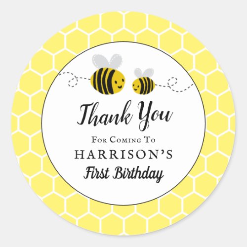 Sweet Little Honey Bee Birthday Party Favor Classic Round Sticker