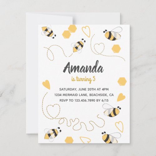 Sweet Little Honey Bee Birthday Party invitation