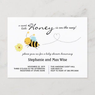 Sweet Little Honey Bee Couples Baby Shower Invitation Postcard