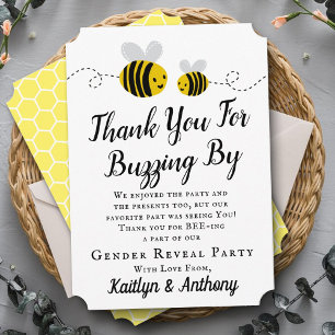 Sweet Little Honey Bee Gender Reveal Party Thank You Card