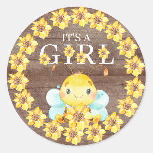 Sweet Little Honey Bee It' a Girl Favor  Classic R Classic Round Sticker