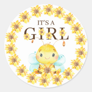 Sweet Little Honey Bee It' a Girl Favor  Classic Round Sticker