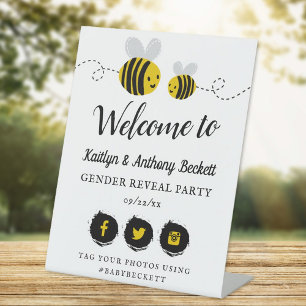 Sweet Little Honey Bee Party Welcome Pedestal Sign