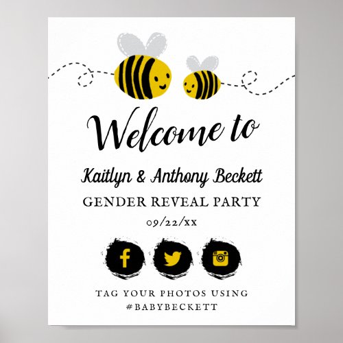 Sweet Little Honey Bee Party Welcome Poster