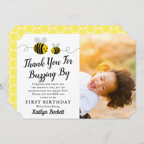 Sweet Little Honey Bee Photo Thank You Card