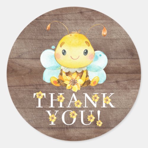 Sweet Little Honey Bee Thank You Favor  Classic Ro Classic Round Sticker