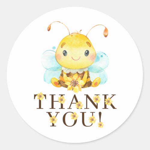 Sweet Little Honey Bee Thank You Favor  Classic Round Sticker