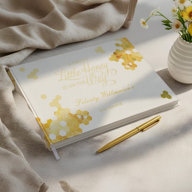 Sweet Little Honey On The Way Bee Baby Shower Foil Guest Book (Sweet Little Honey On The Way Bee Baby Shower Foil Guest Book)