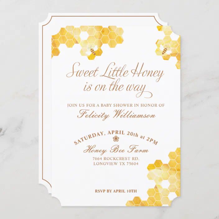 A Little Honey is on the Way Invitation Honey Bee Baby Shower Invitation