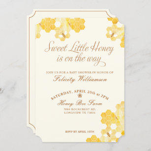 Sweet Little Honey On The Way   Bee Baby Shower Invitation