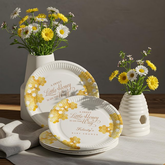 Sweet Little Honey On The Way Bee Baby Shower Paper Plates (Sweet Little Honey On The Way Bee Baby Shower Paper Plates)